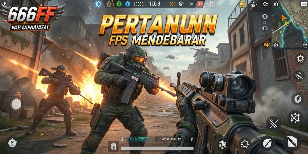 Screenshot 666FF menampilkan aksi tembak-menembak yang intense.