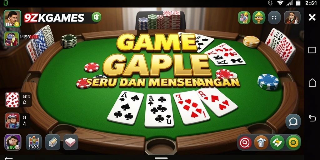 Tampilan antarmuka gameplay Gaple di 9ZKGAMES yang menarik.