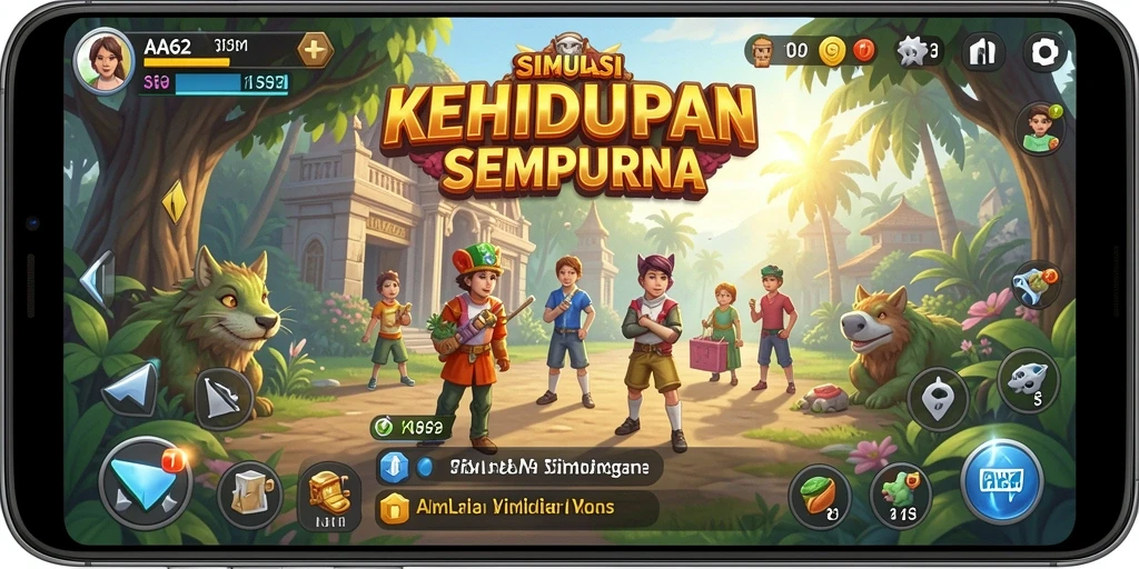 Tangkapan layar gameplay AA62 menampilkan karakter bermain dalam dunia sim yang hidup.