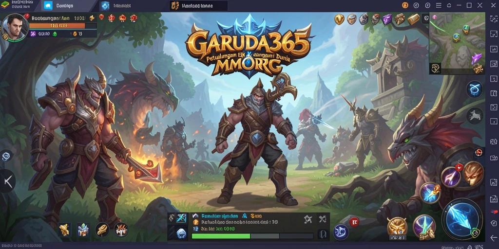 Gameplay GARUDA365 menampilkan pertempuran epik di dunia fantasi yang luas.