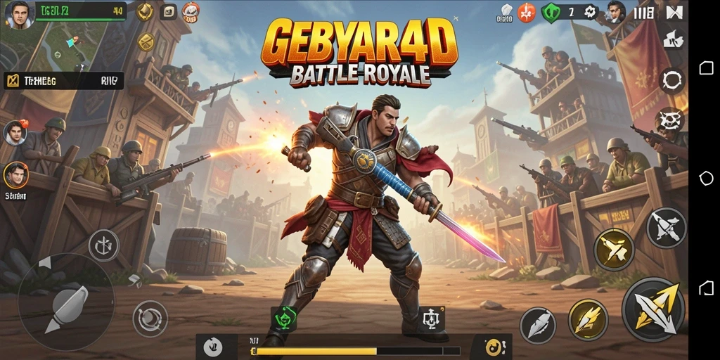 Tampilan grafis <strong>GEBYAR4D</strong> dalam aksi Battle Royale yang mendebarkan.