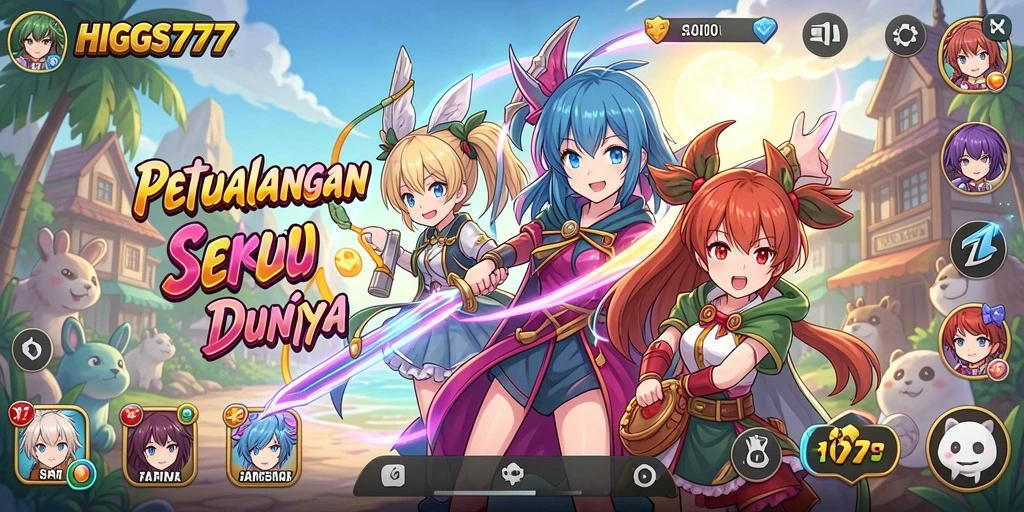 Tampilan gameplay HIGGS777 dengan karakter karismatik dan aksi seru.