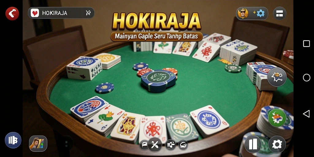 Tampilan gameplay HOKIRAJA dengan suasana Gaple yang seru.