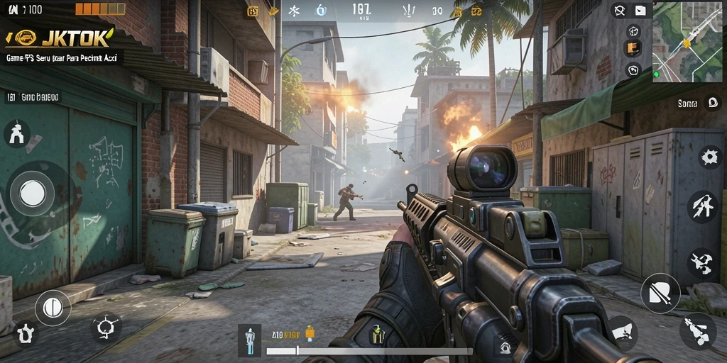 Screenshot gameplay JKTOK dengan aksi pertempuran yang mendebarkan.