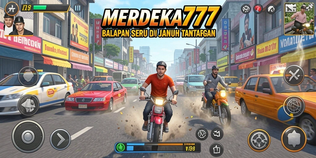 Gameplay seru di <strong>MERDEKA777</strong> dengan mobil balap yang cepat.