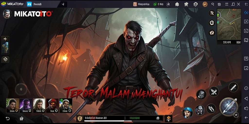 Tangkapan layar MIKATOTO yang memperlihatkan suasana gameplay horror yang mencekam.