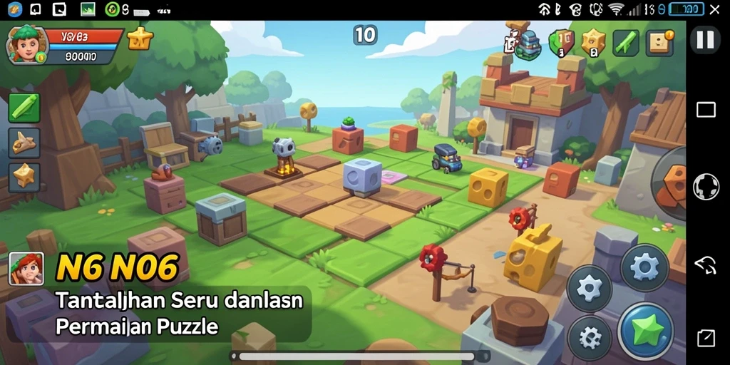 Tampilan gameplay seru di N06 dengan banyak tantangan Puzzle.