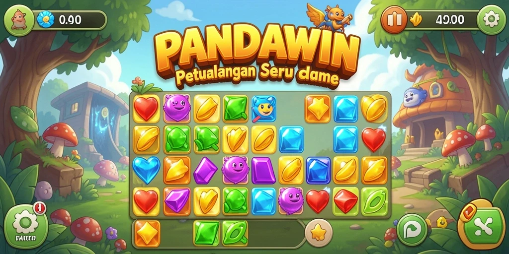 Tampilan menarik dari gameplay <strong>PANDAWIN</strong> saat mencocokkan item.