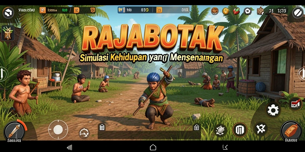 Tampilan gameplay menarik dalam RAJABOTAK yang menunjukkan simulasi kehidupan.